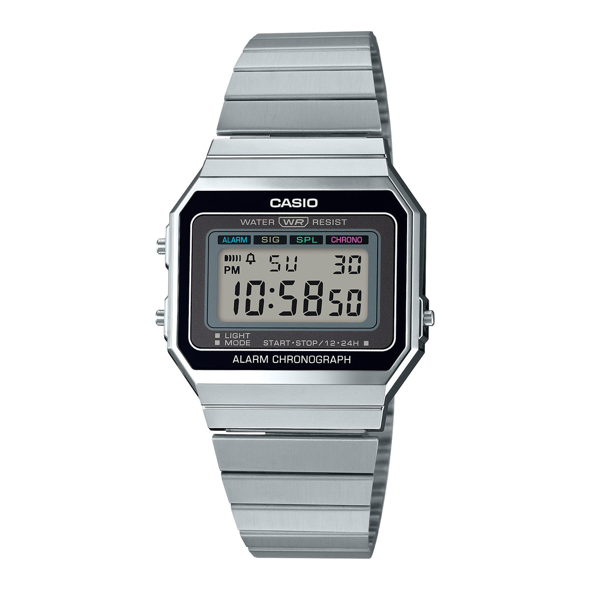 CASIO Collection Womens Digital Watch with Stainless Steel Strap #A700WE-1AEF