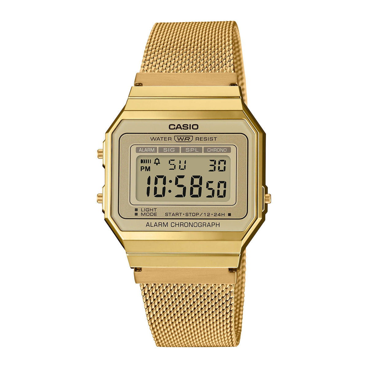 CASIO Womens Digital Watch with Stainless Steel Strap #A700WEMG-9AEF