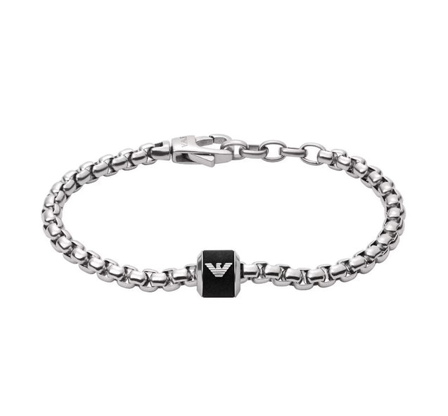 Armani Mens Black & Stainless Steel Bracelet EGS2911040