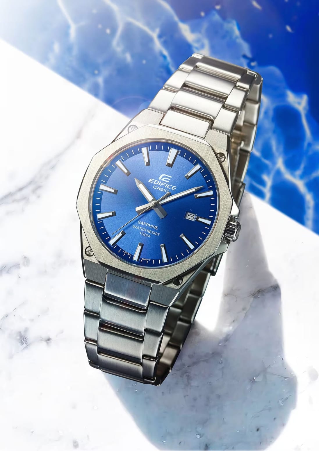 Casio Edifice Blue Dial Sapphire Stainless Steel Slim Watch EFR-S108D-2AVUEF - detail photo 5