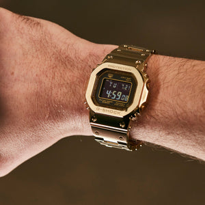 Casio G-Shock GMW-B5000GD-9DR Gold Stainless Steel Wristwatch Product Shot on wrist 4:59