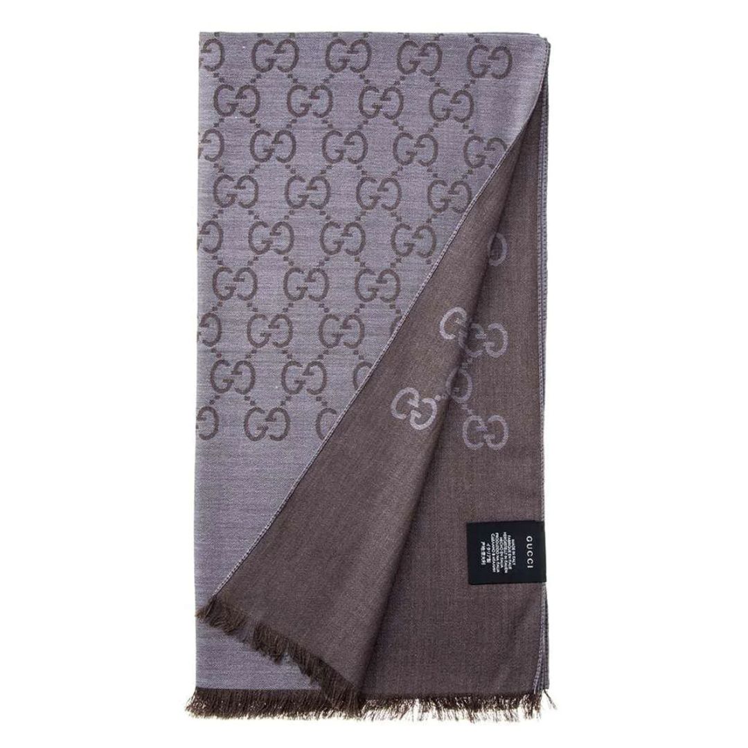 Gucci 165904-3G646-1400 Grey Scarf, Wool Silk Blend, 45x180 cm