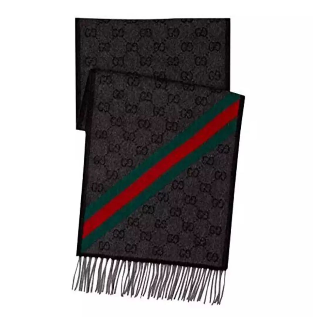 Gucci 570603-3G200-1466 Scarf, Dark Green Wool, 25 x 180 cm