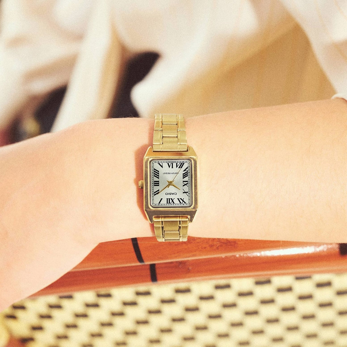 Casio Ladies Gold Tone Square Roman Numeral Dial Stainless Steel Watch LTP-V007G-9BUDF - detail photo 4