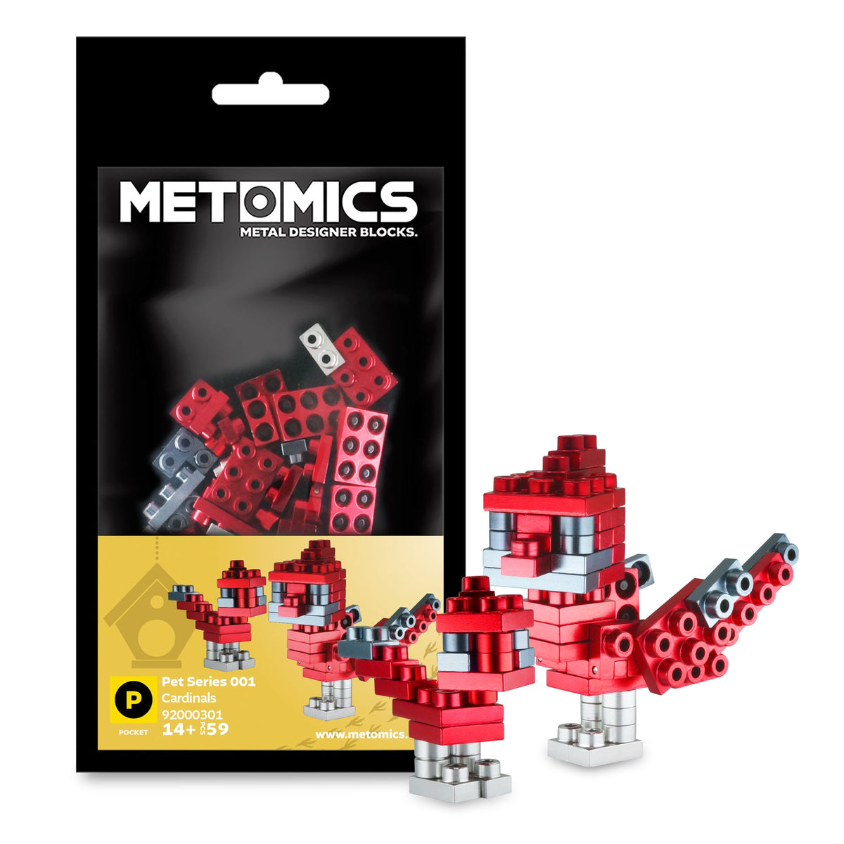 Metomics Block METOMICS 92000301 Cardinals Pet Series Building Blocks - Ruby Red ...