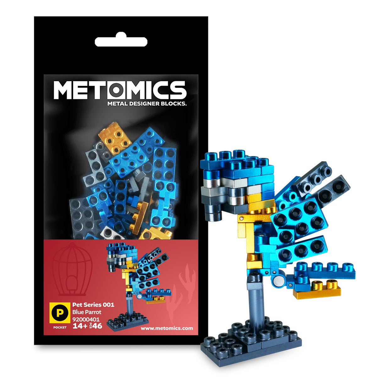 Metomics Block METOMICS 92000401 Blue Parrot Pet Series, 46 pc Building Block Set ...