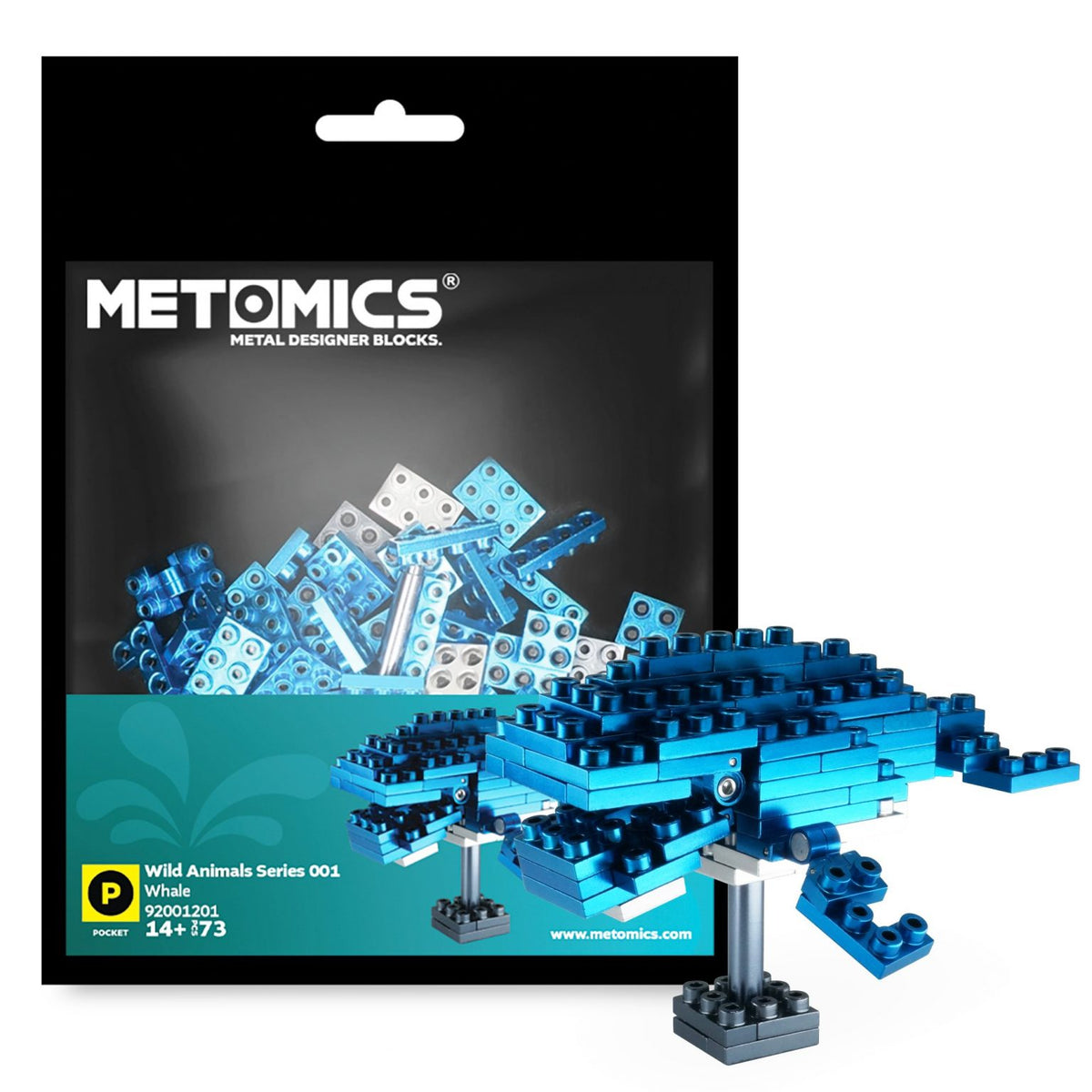 Metomics Block METOMICS 92001201 Whale Building Block Set, 73 Pieces, Ages 14 ...