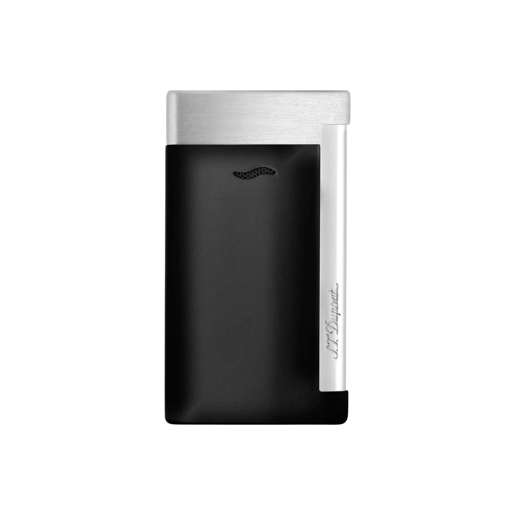 S.T. Dupont Slim 7 Matte Black & Brushed Chrome Luxury Lighter front view