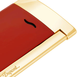 S.T. Dupont Slim 7 Red & Golden Luxury Lighter clsoe up view