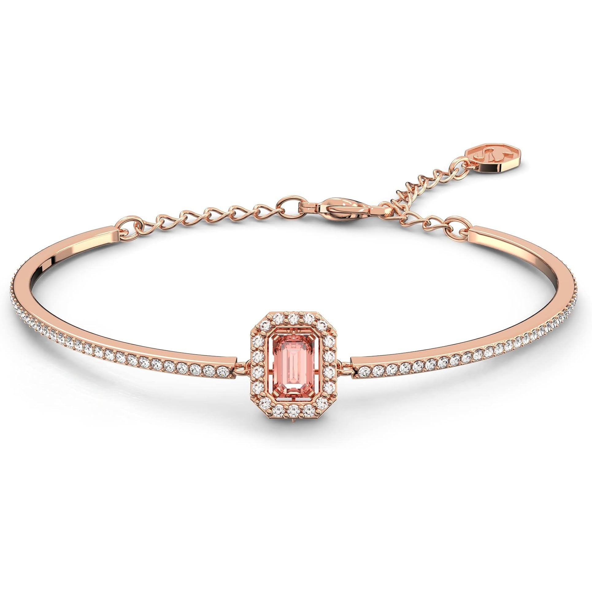 SWAROVSKI 5620555 Una bangle Octagon cut, Pave, Pink, Rose gold-tone plated