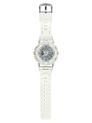 Casio Baby-G BA-110CR-7ADR full length view showing transparent strap and buckle
