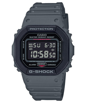 Casio G-Shock DW-5610SU-8ER grey digital watch, front view on white background