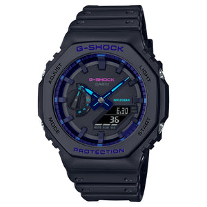 Casio G-Shock GA-2100VB-1AER analog-digital watch, front view on white background