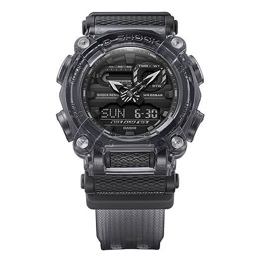 Casio G-Shock GA-900SKE-8AJR front-facing view highlighting the smoke-tinted resin case