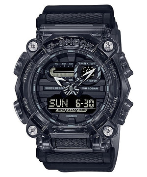 Casio G-Shock GA-900SKE-8AJR translucent smoke-resin watch, front view on white background
