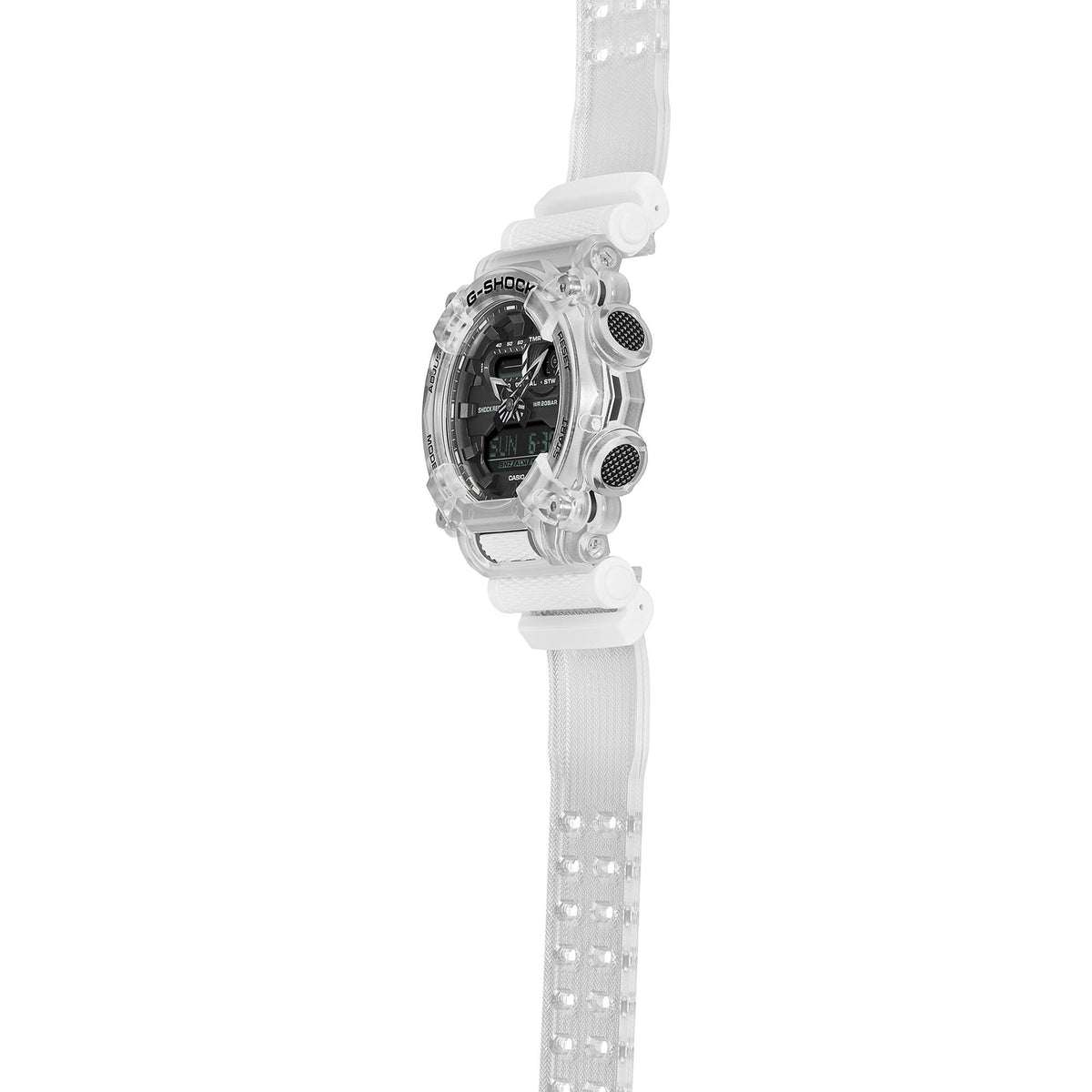 Casio G-Shock GA-900SKL-7AER side angle view showing case and strap texture