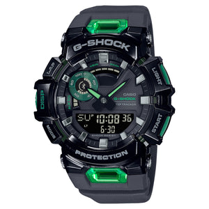 Casio G-Shock GBA-900SM-1A3ER black watch with green accents, front view on white background