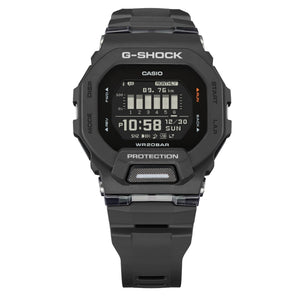 Casio G-Shock GBD-200-1DR dial close-up showing weekly step bar graph and time display