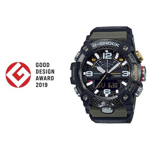 Casio G-Shock Mudmaster GG-B100-1A3DR watch with Good Design Award 2019 badge