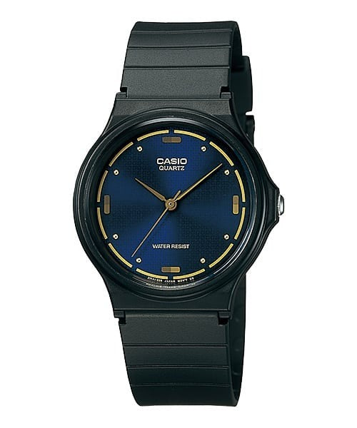 Casio Enticer MQ-76-2ALDF black watch with navy blue dial, front view on white background