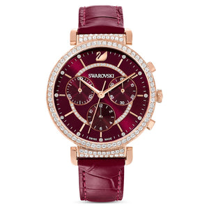 swarovski-5580345-swiss-made-leather-strap-red-rose-gold-tone-finish-passage-chrono-watch