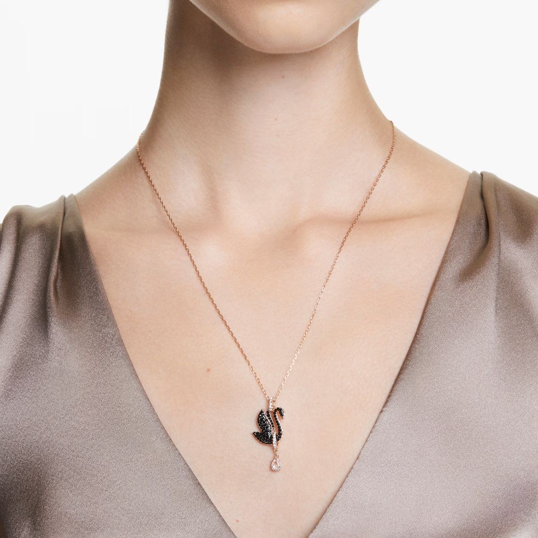 swarovski-5678045-black-rose-gold-tone-plated-swan-pendant-swan