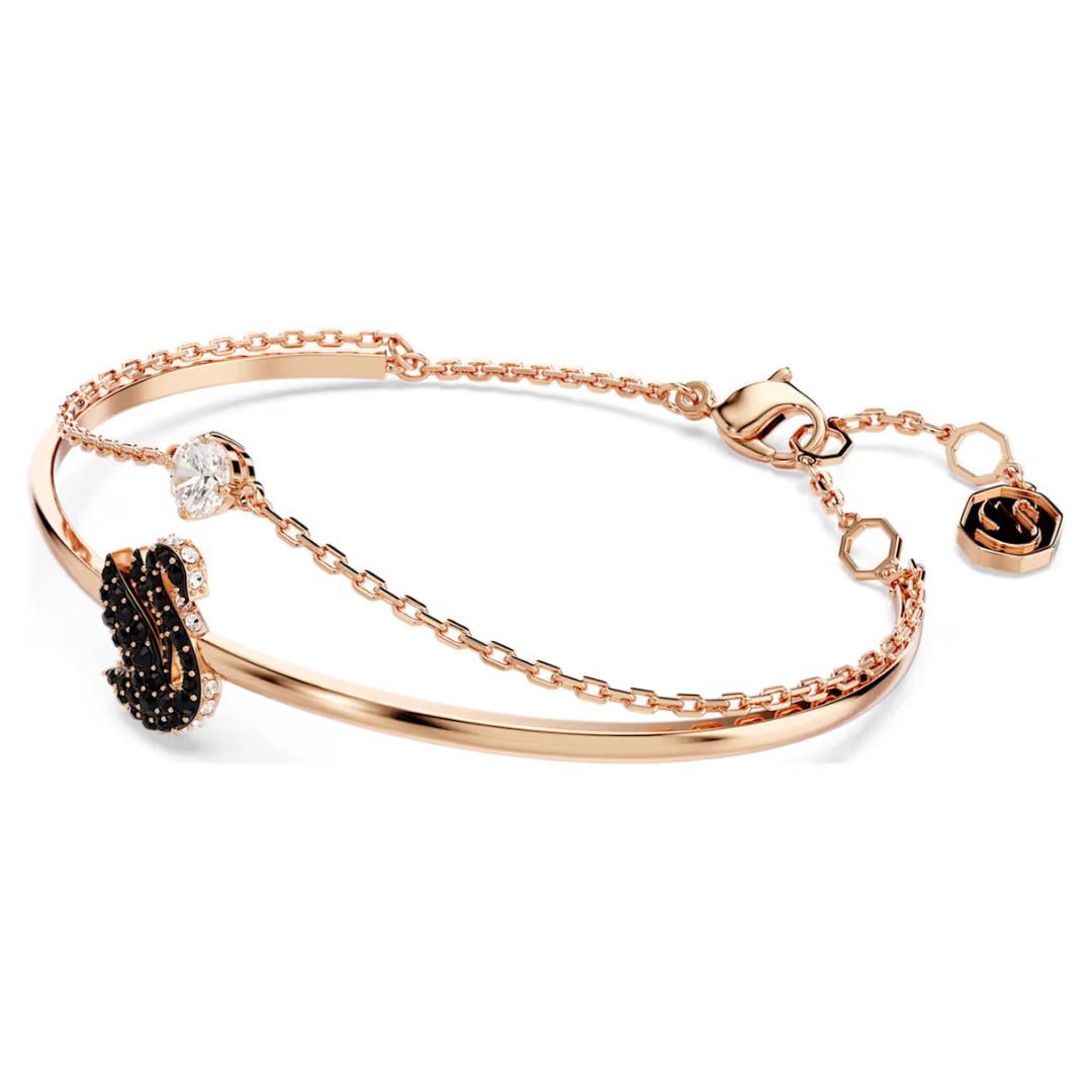 swarovski-5678048-size-m-swan-black-rose-gold-tone-plated-swan-bangle