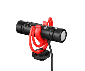 GadgetiCloud BOYA BY-MM1 PRO Dual-Capsule Condenser Microphone with anti-shock mount applications interviews without windshield