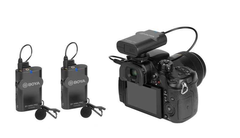 GadgetiCloud BOYA BY-WM4 Pro Dual-Channel Digital Wireless Microphone for camera smartphone filming hands free mic application with DSLRs