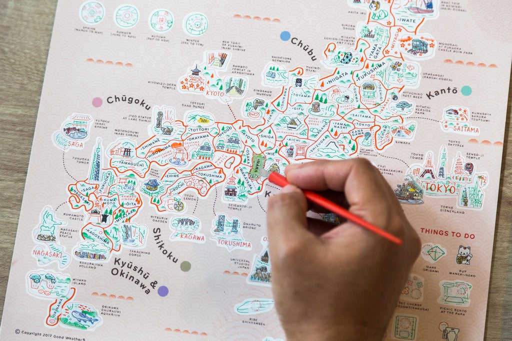 Japan Scratch Travel Map - Travel to Japan - GadgetiCloud