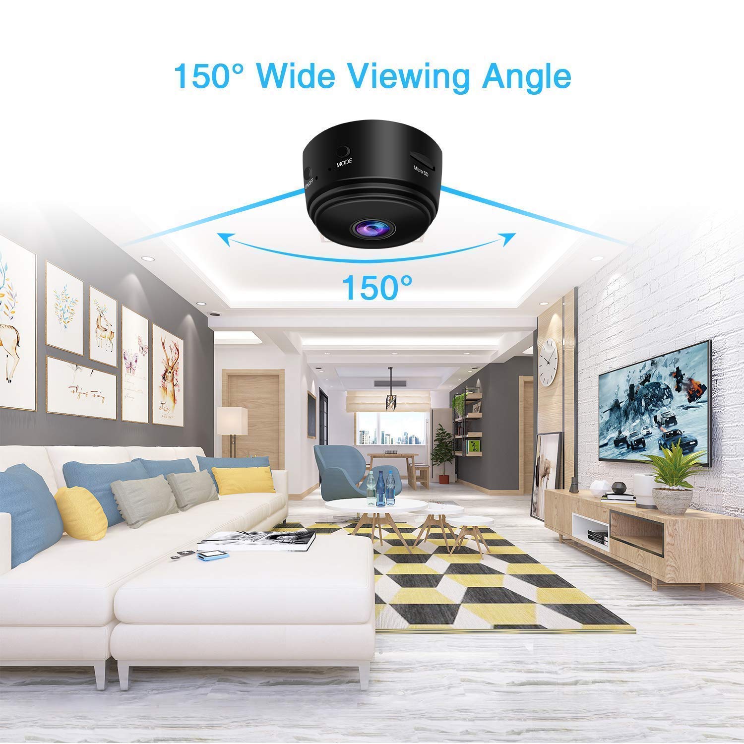 Mini 1080P Wireless Night Vision Security Camera with 150° Wide-Angle Lens - GadgetiCloud