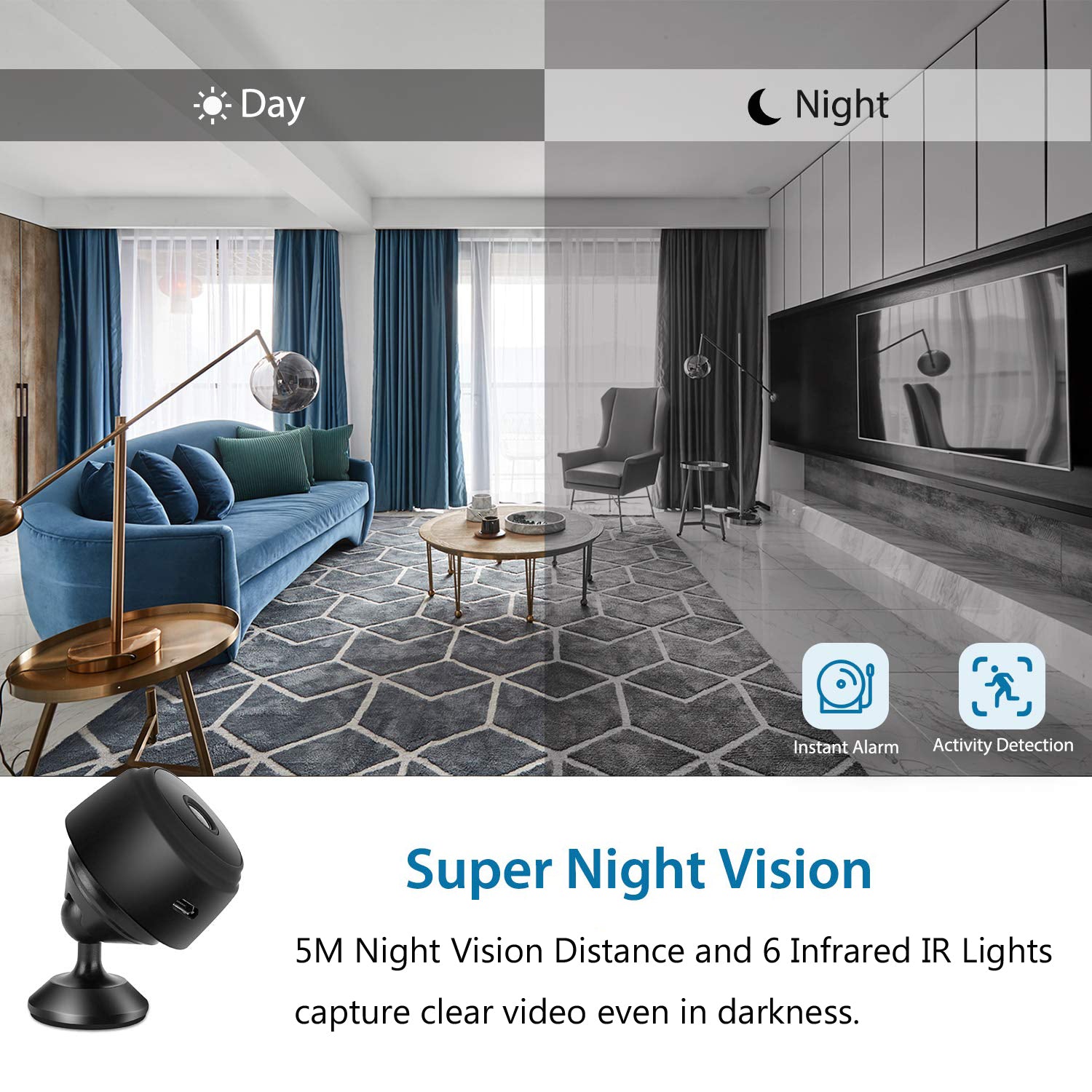 Mini 1080P Wireless Night Vision Security Camera with 150° Wide-Angle Lens by Lexuma - GadgetiCloud