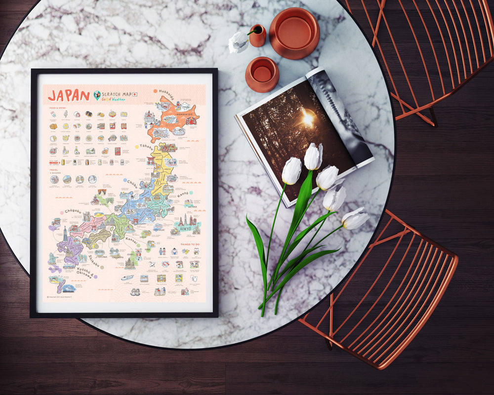 Japan Scratch Travel Map - Travel to Japan - GadgetiCloud