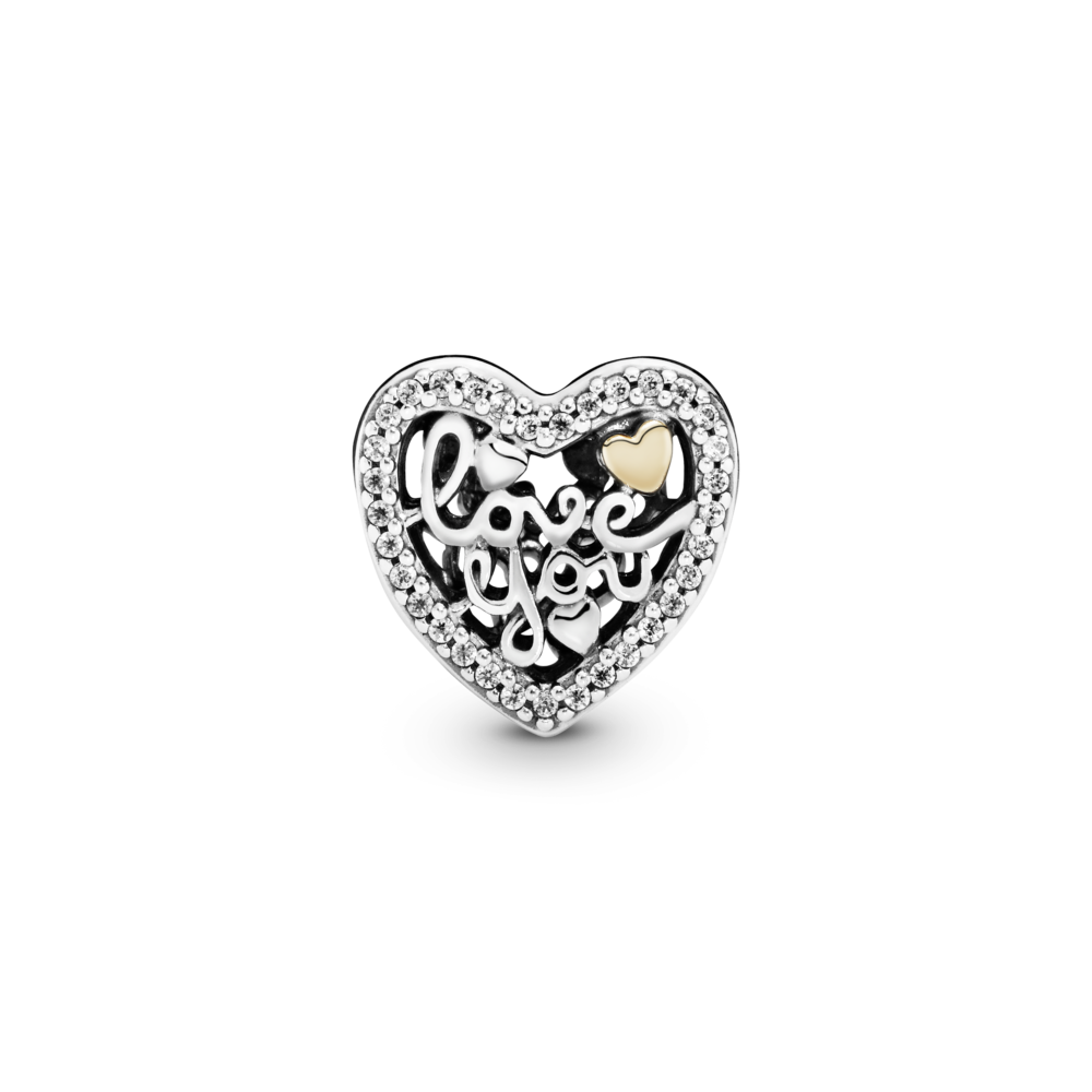 Pandora Openwork Love You Heart Charm #792037CZ
