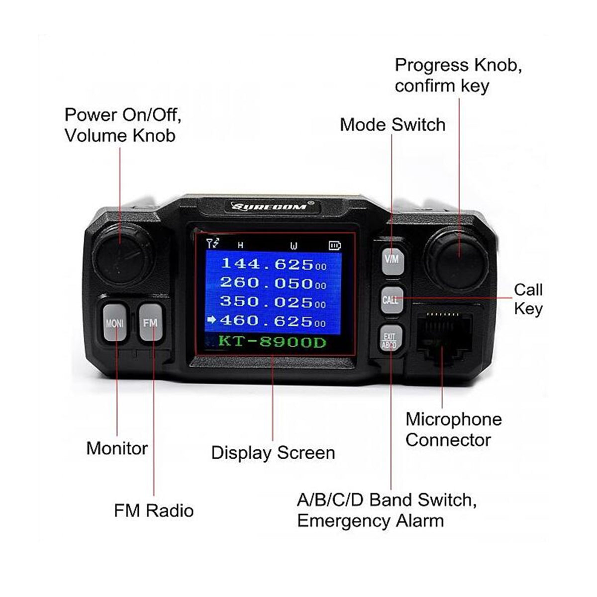 SURECOM KT-8900D mini color screen mobile radio - GadgetiCloud