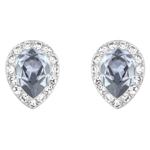 SWAROVSKI Christie Pear Rhodium with Blue & Clear Crystal Stud Earrings #5113783