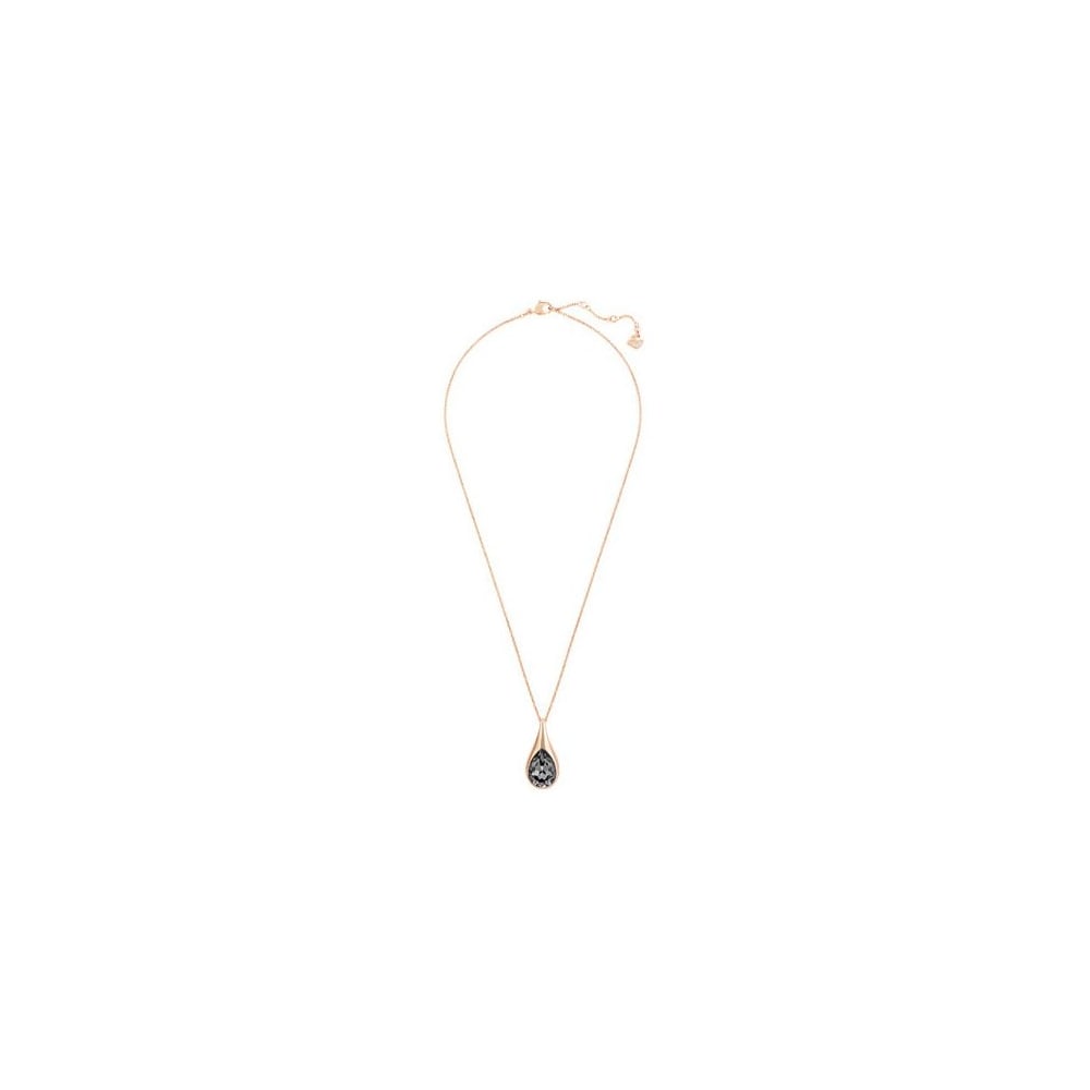 SWAROVSKI Drop Rose Gold & Black Crystal Pendant #5158849