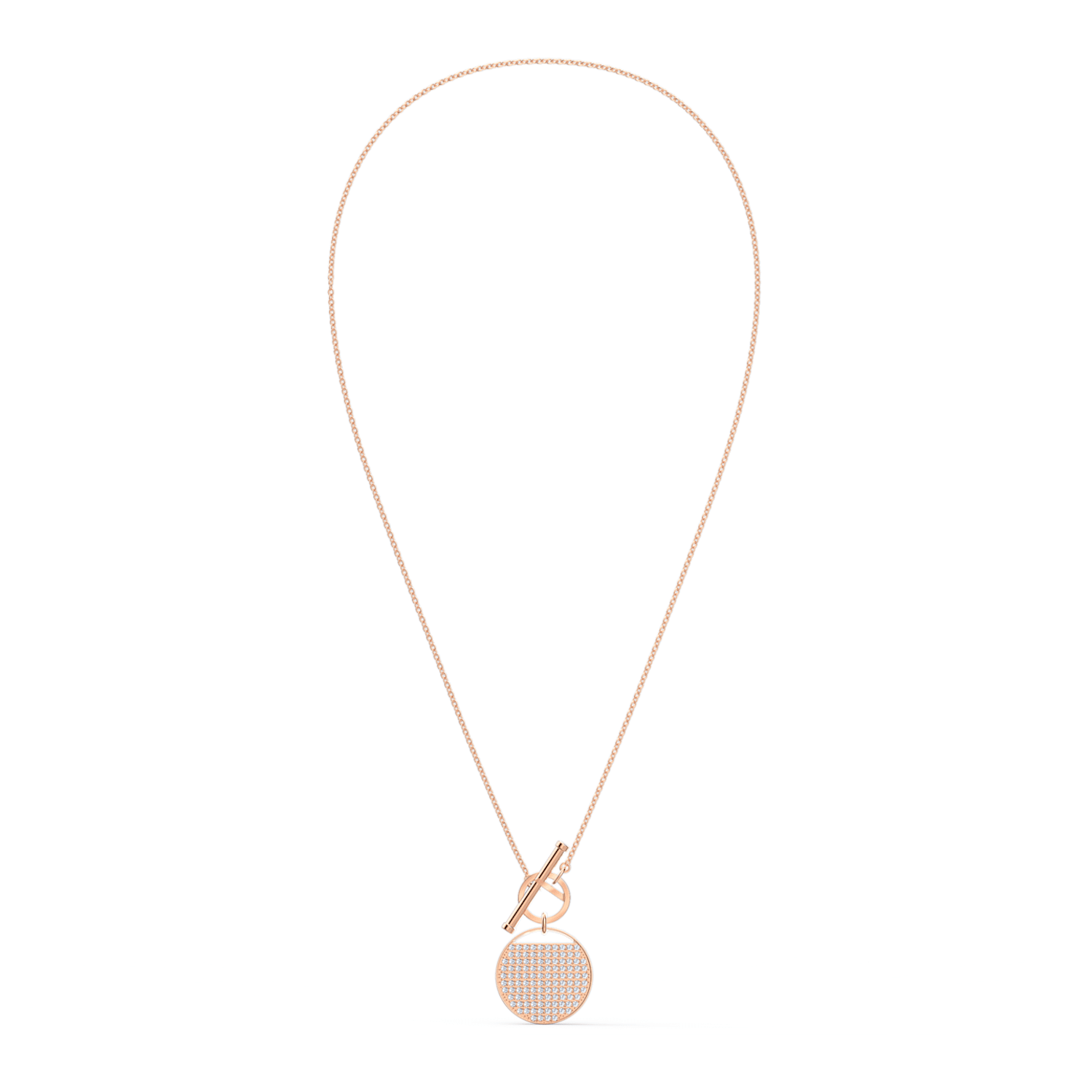 SWAROVSKI Ginger T Bar Necklace - White & Rose Gold Tone Plated #5567529