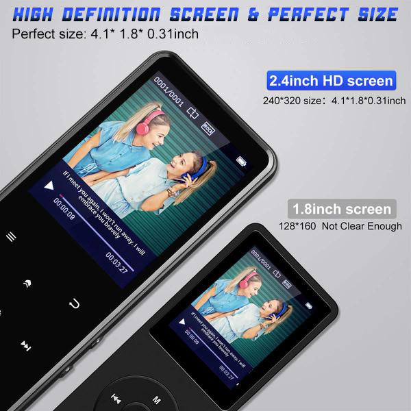 Portable Bluetooth MP3 Player with 2.4" Large Screen - GadgetiCloud