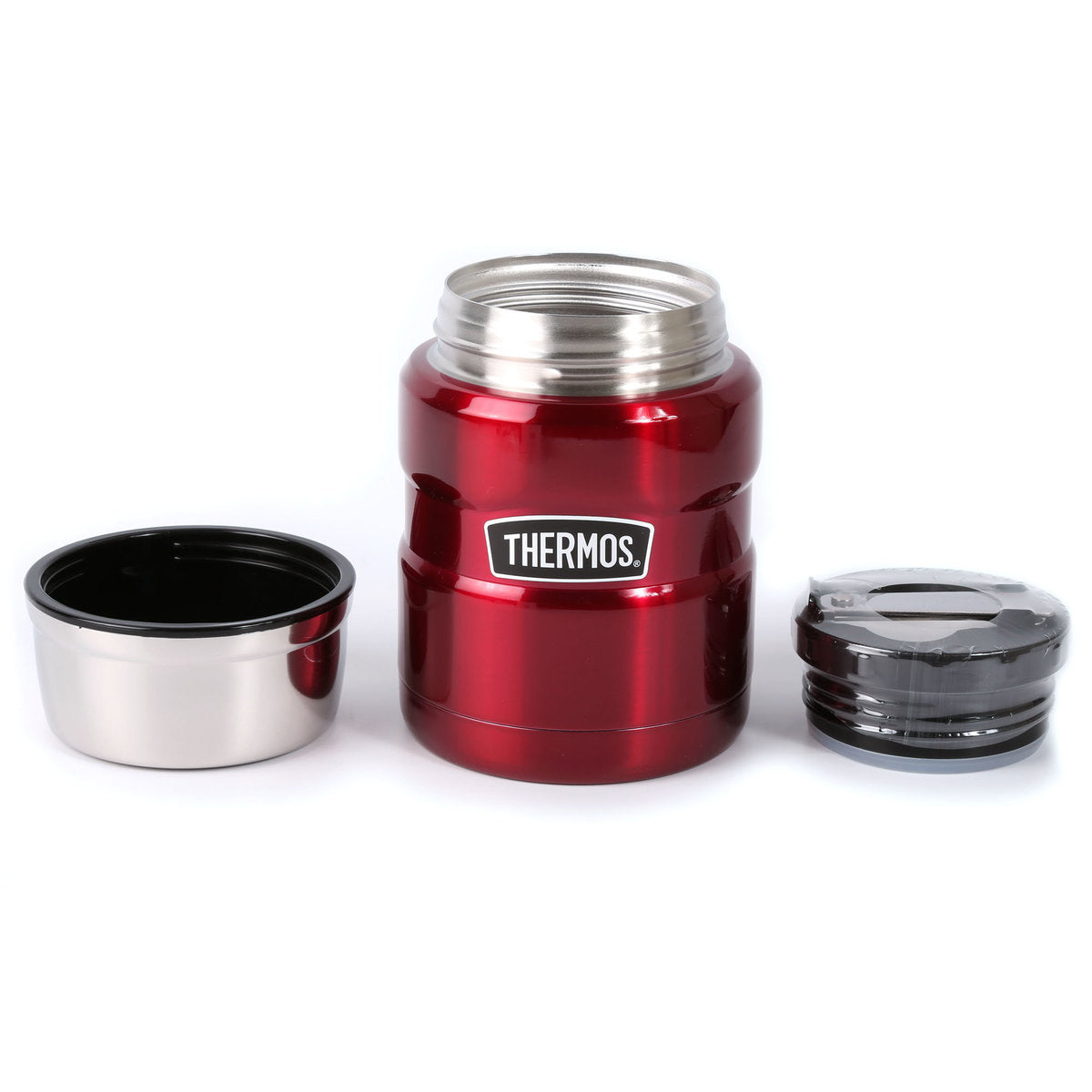 膳魔師 Thermos SK3000系列 不鏽鋼食物燜燒壺 - 四色可選（藍/紅/綠/粉）Thermos SK3000 Series Stainless Steel Food Jar 470mL With Spoon (Cranberry Red) Front View