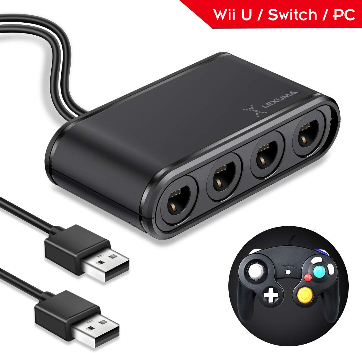 GameCube Controller Adapter for Wii U, Nintendo Switch and PC USB by Lexuma - GadgetiCloud