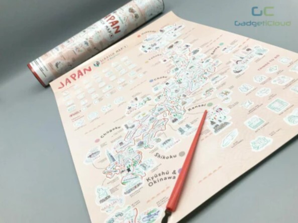 GadgetiCloud Japan scratch travel map 日本刮刮地圖 刮刮樂 features of travel map japan trip