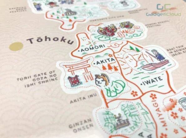 GadgetiCloud Japan scratch travel map 日本刮刮地圖 刮刮樂 close up landmarks of japan